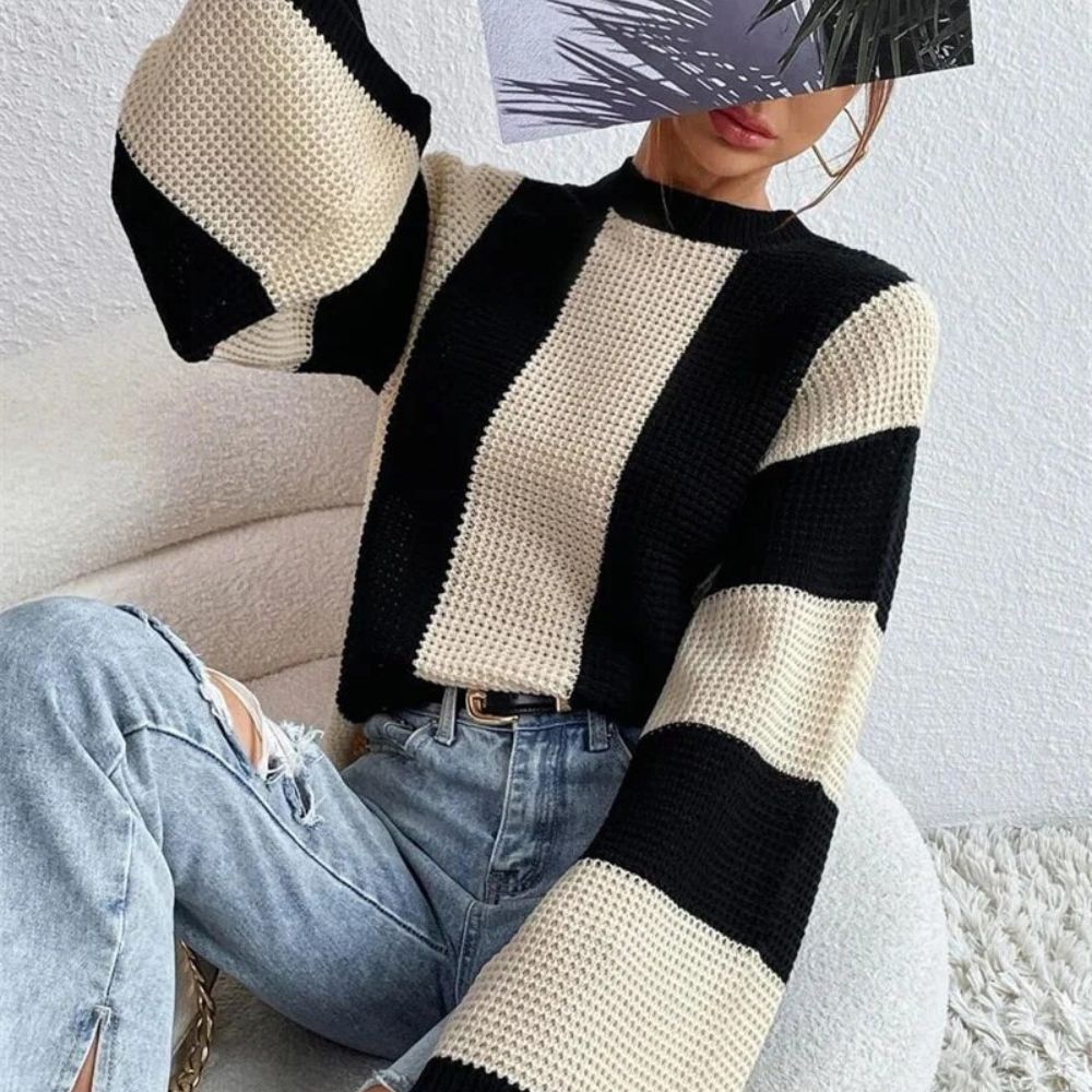 Selene - Pull en maille avec motif contrasté