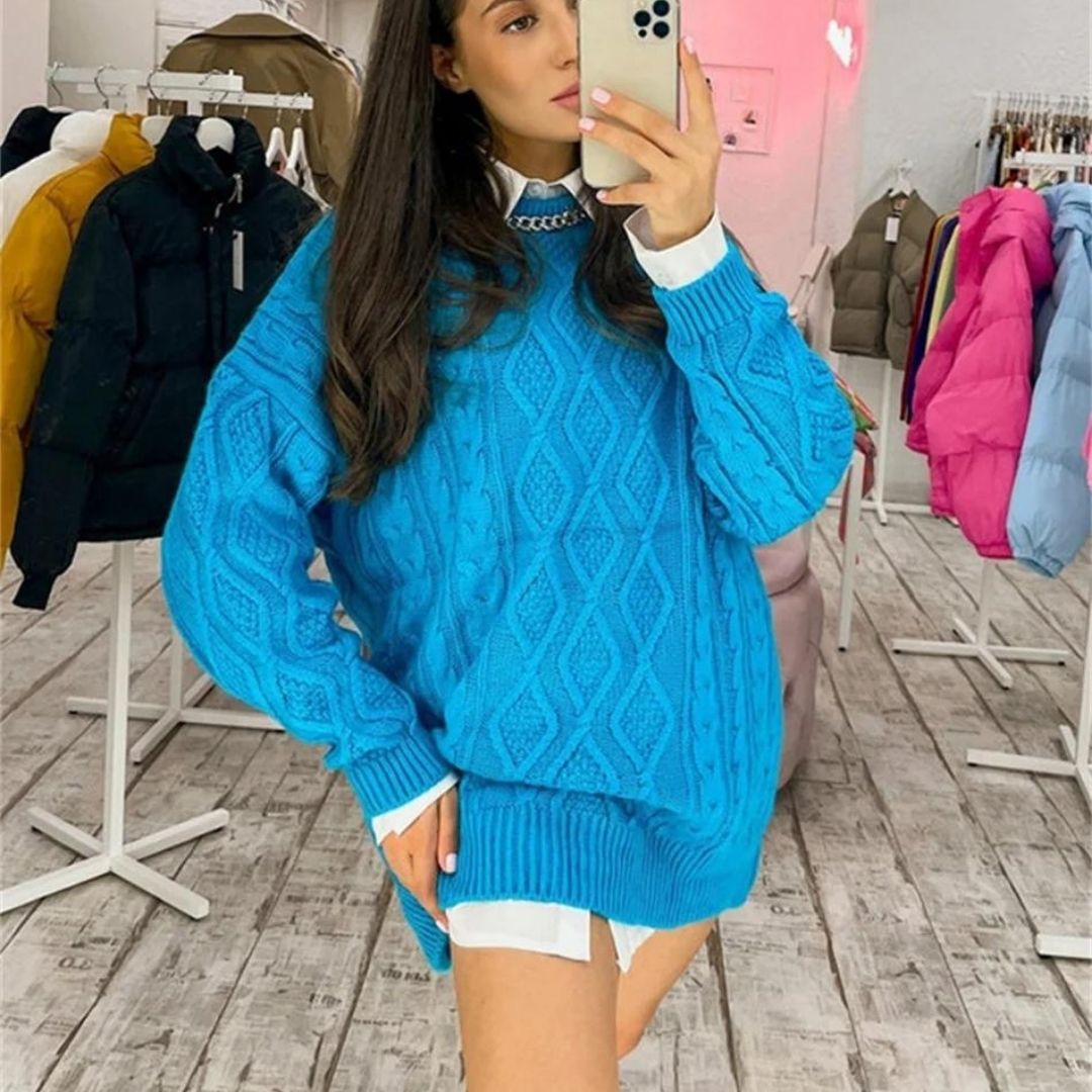 Enna - Robe en maille texturée avec torsades et coupe ample