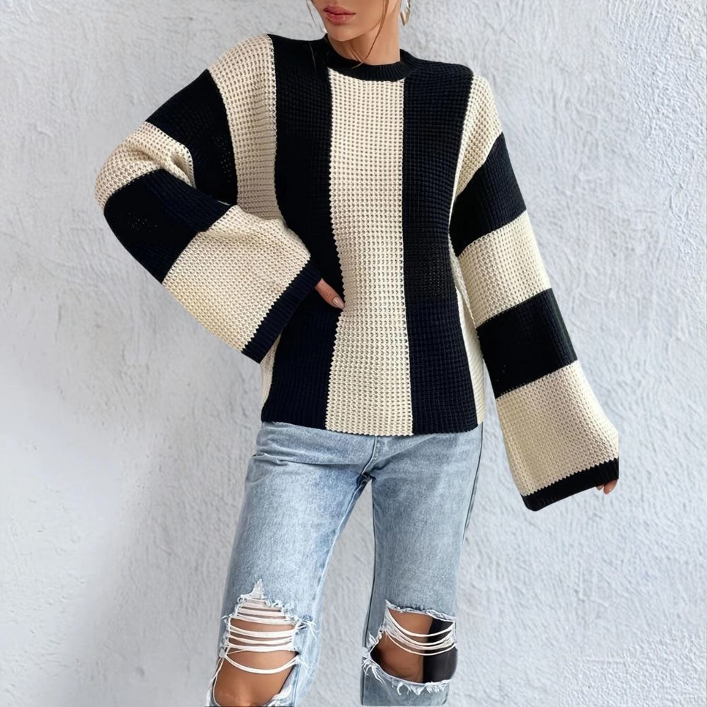 Selene - Pull en maille avec motif contrasté