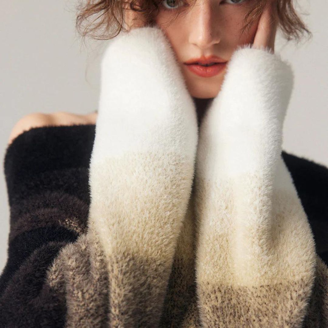 Clarissa - Pull en maille moelleux à gradient sans épaules