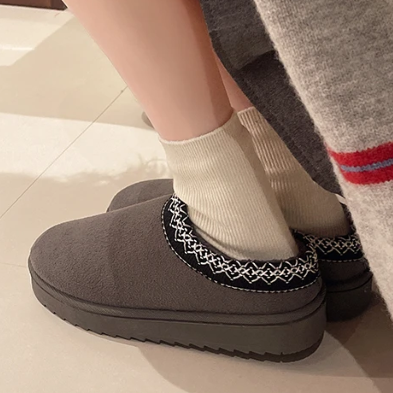 Élisa - MonAmi velours fourrure bottes plates doublées doux