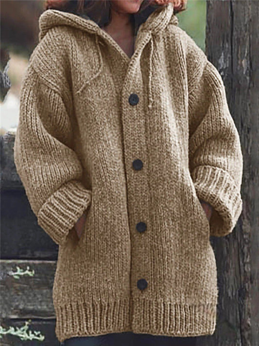 Cardigan à capuche en grosse maille - Rohaisa