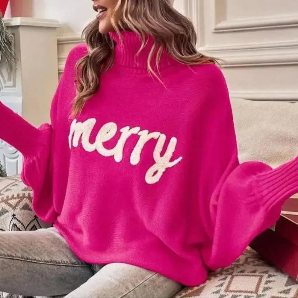 Emerie - Pull à Col Roulé Festif et Chaleureux pour Femmes