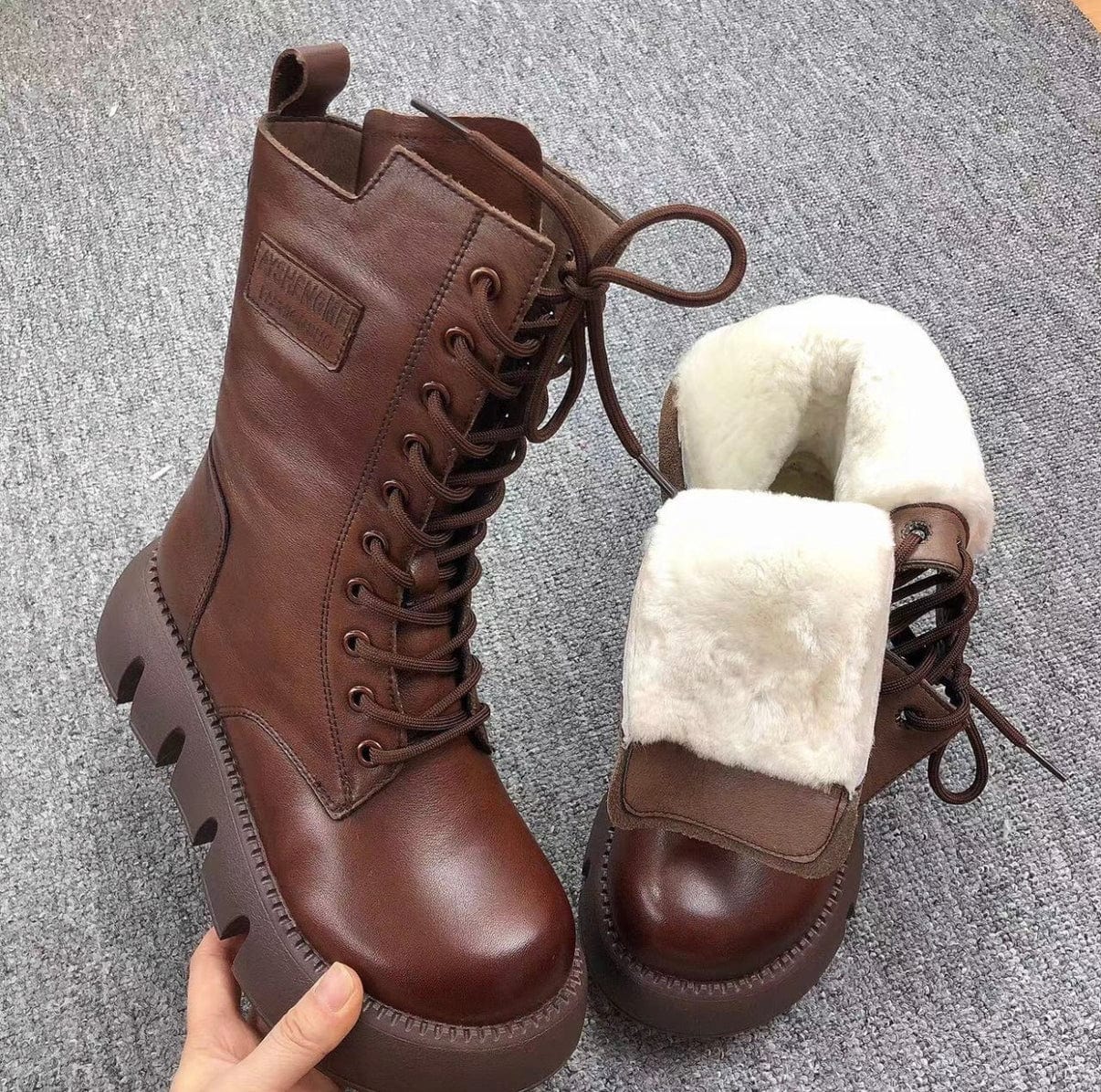 Bottes orthopédiques polaire à semelles épaisses de style vintage