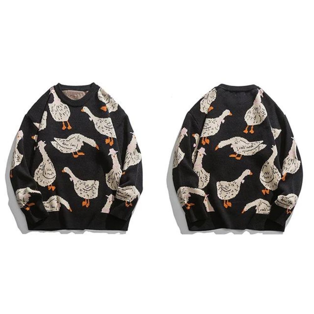 Haleny - Pull ras du cou à motif canard