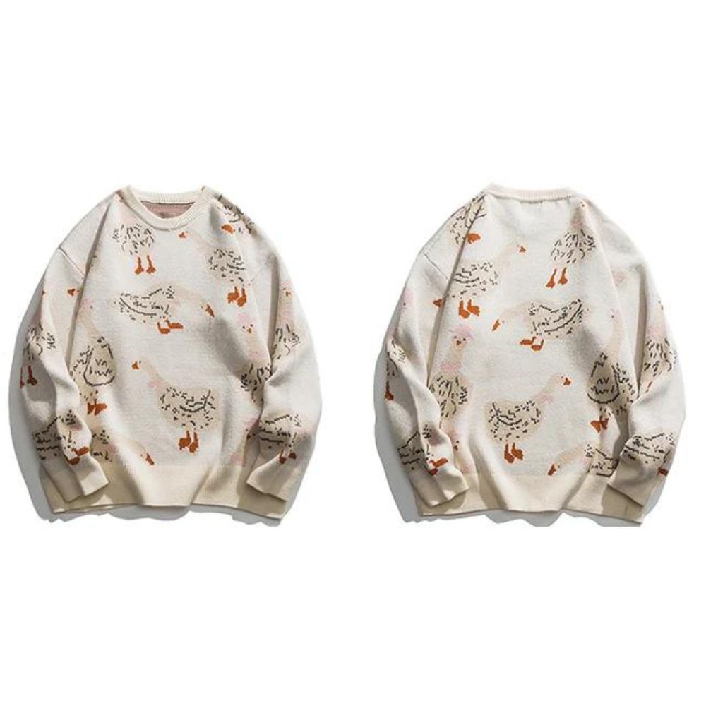 Haleny - Pull ras du cou à motif canard