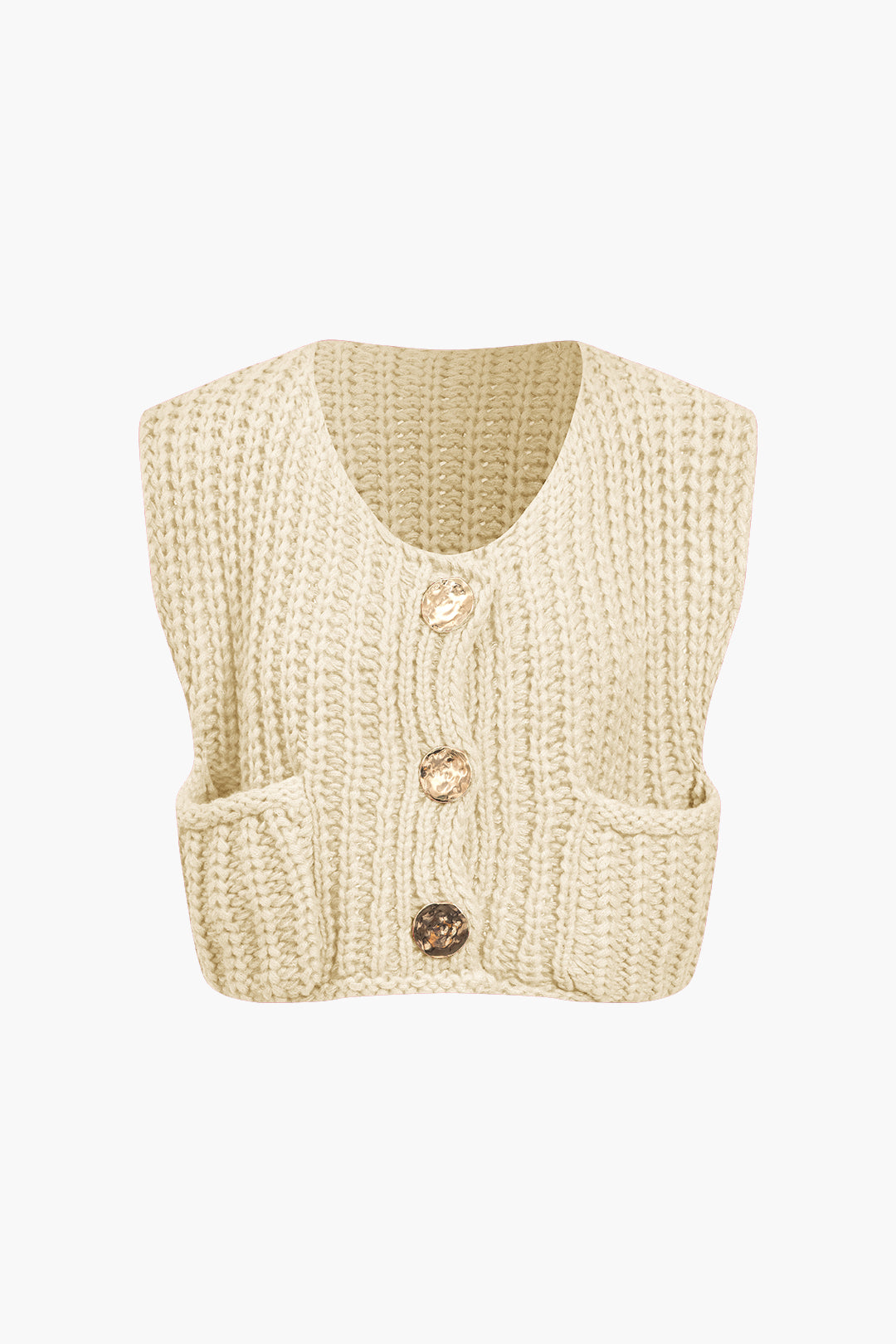 La Vie │ Gilet boutonné en tricot solide