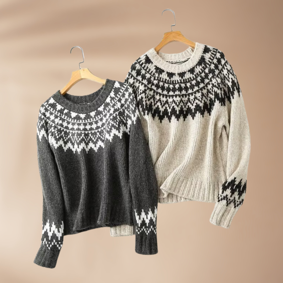 Mira - Pull en Laine Chaud pour Femme en Gris
