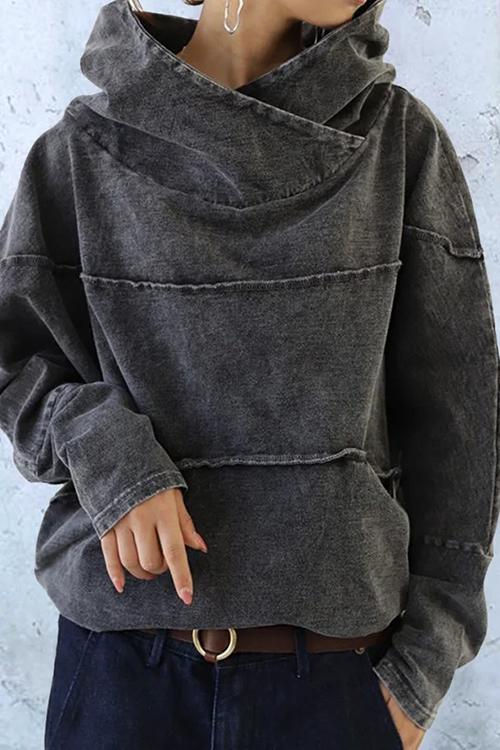 Sweat femme stylé à manches longues et col rétro