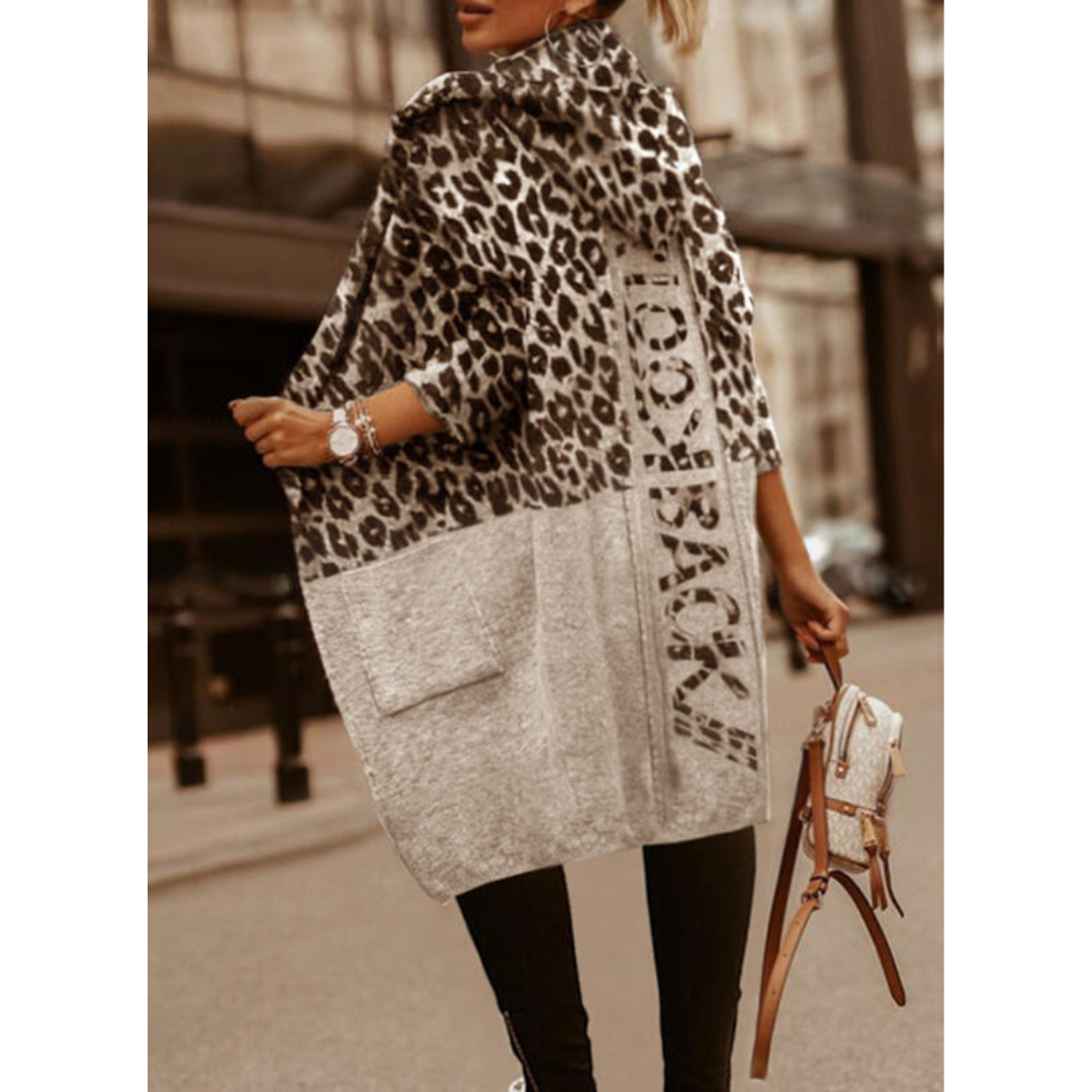 Manteau long à imprimé léopard pour femmes