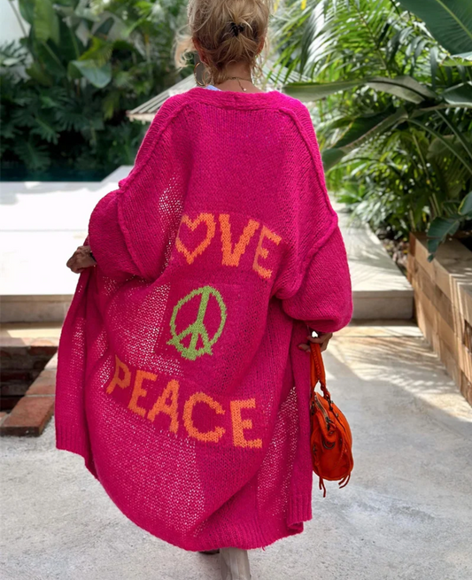 Ariana - Cardigan cosy paix et amour pour femme