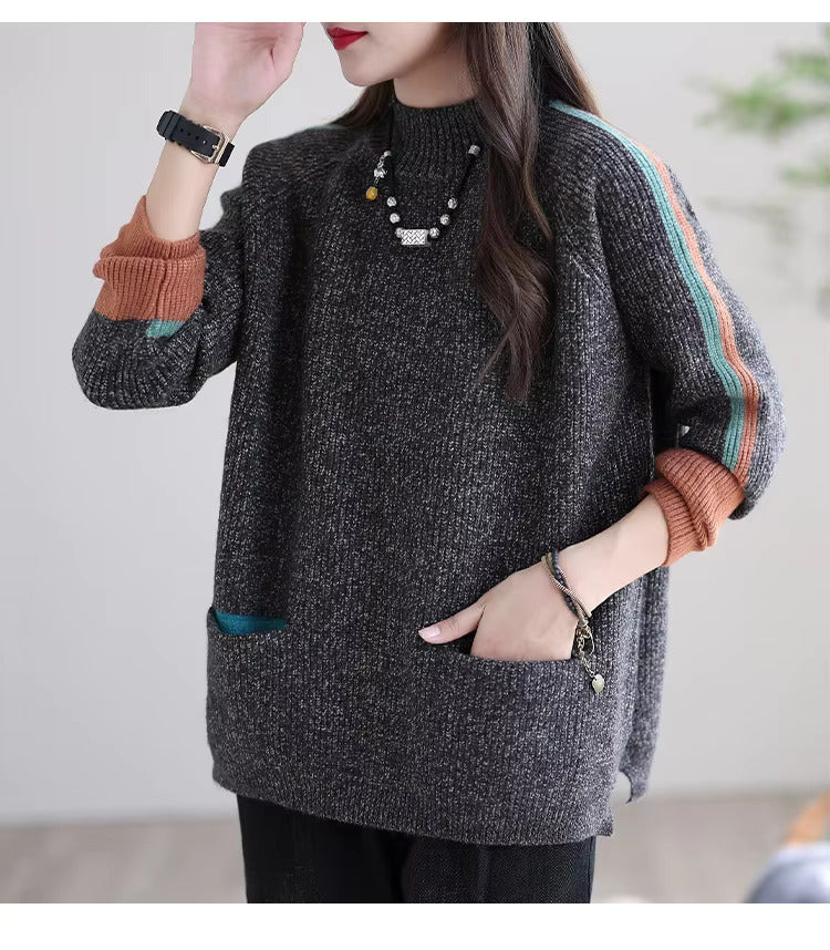 Pull tricoté élégant avec poches pour un usage quotidien