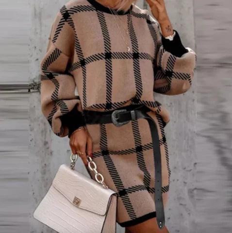 Noella - Robe Élégante À Motifs Écossais
