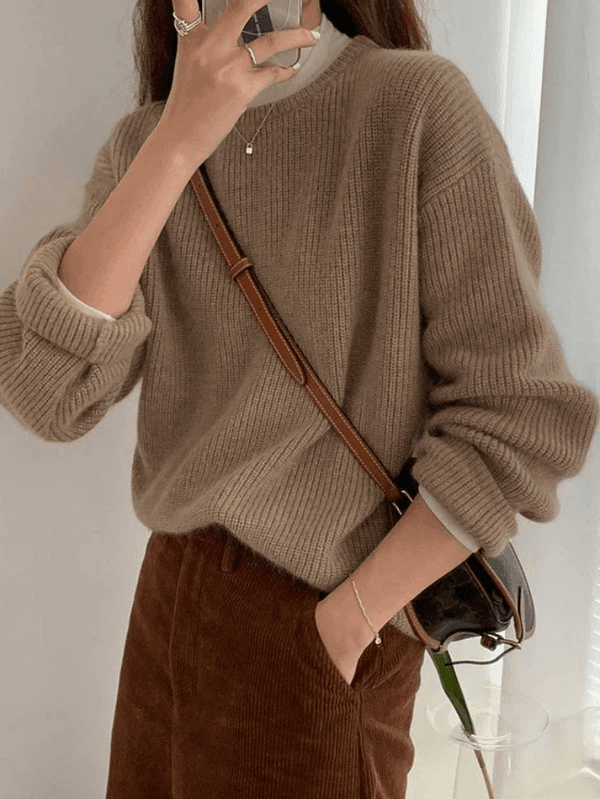 Lina - Pull minimaliste à col rond - Confortable pour femme