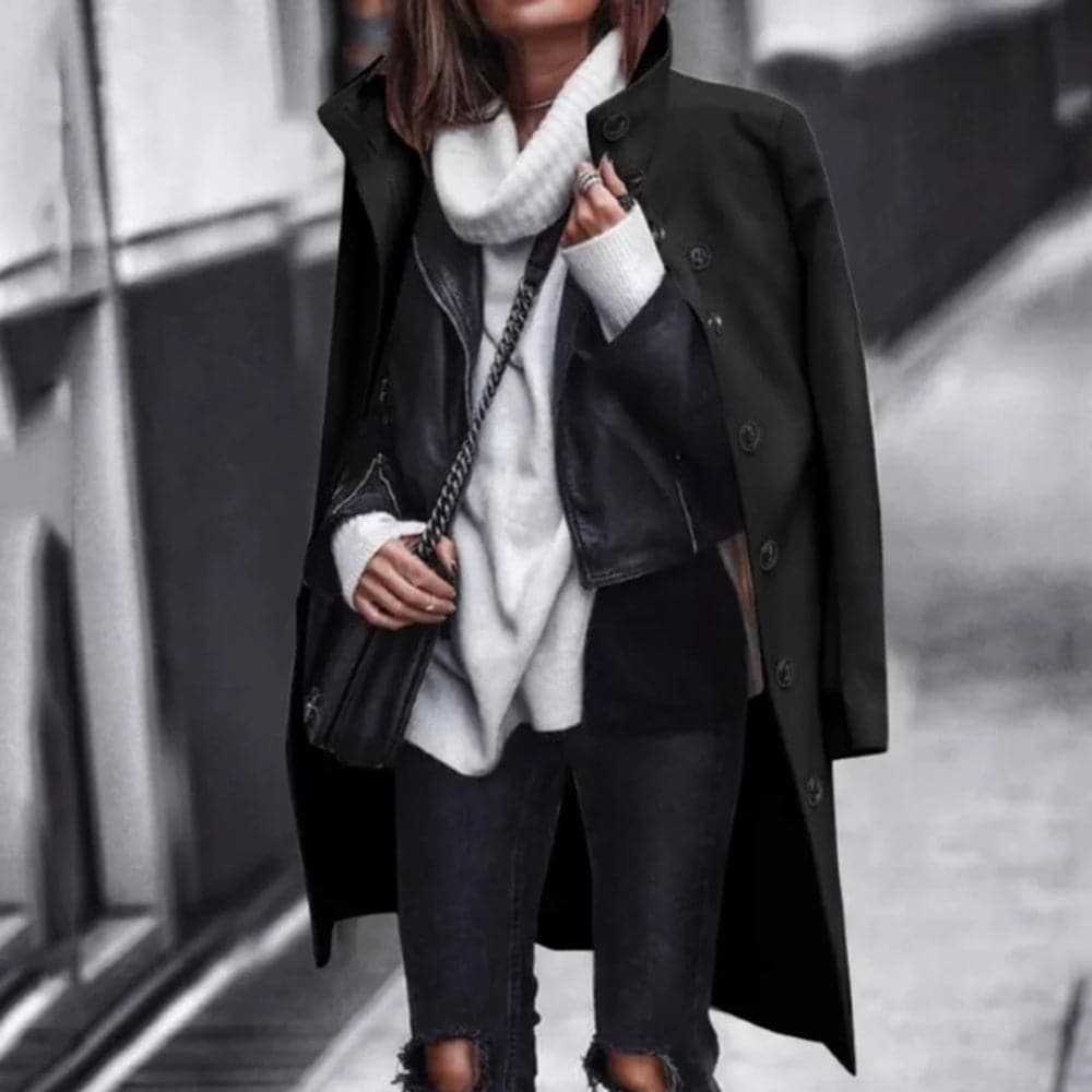 Everly - Manteau long élégant avec boutons