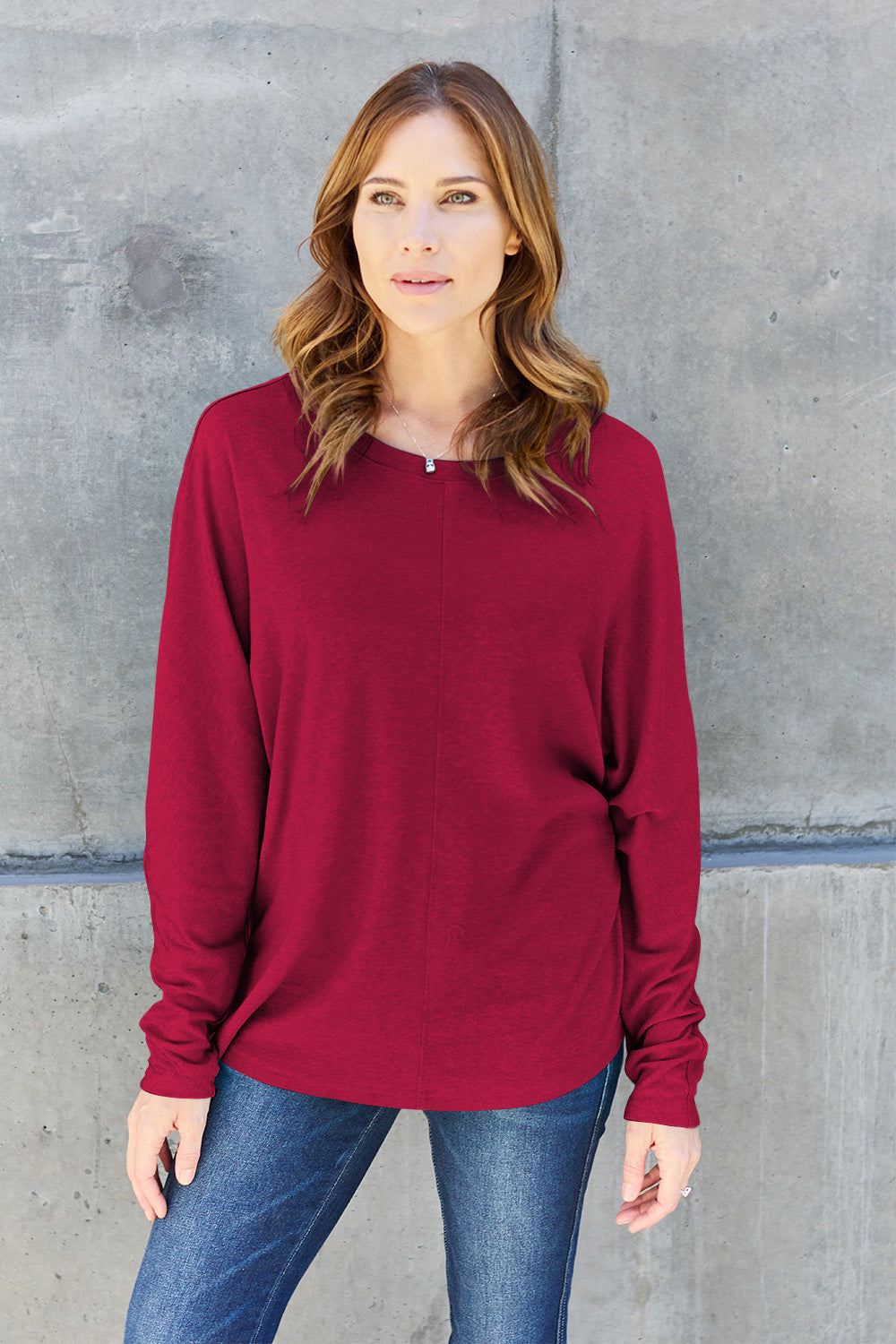 Riley - T-shirt à manches longues et col rond taille complète pour femme