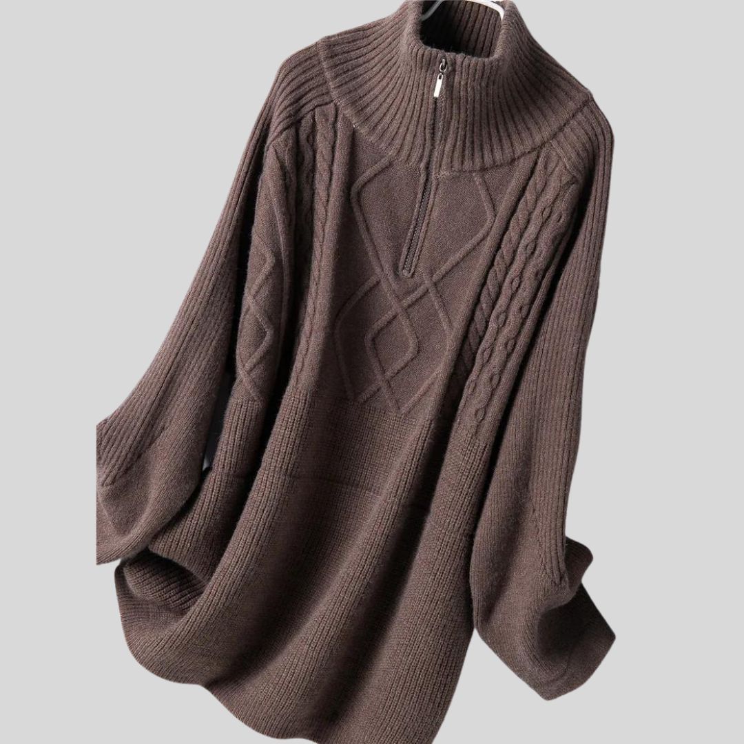 Hanna - Pull à col roulé avec torsades géométriques