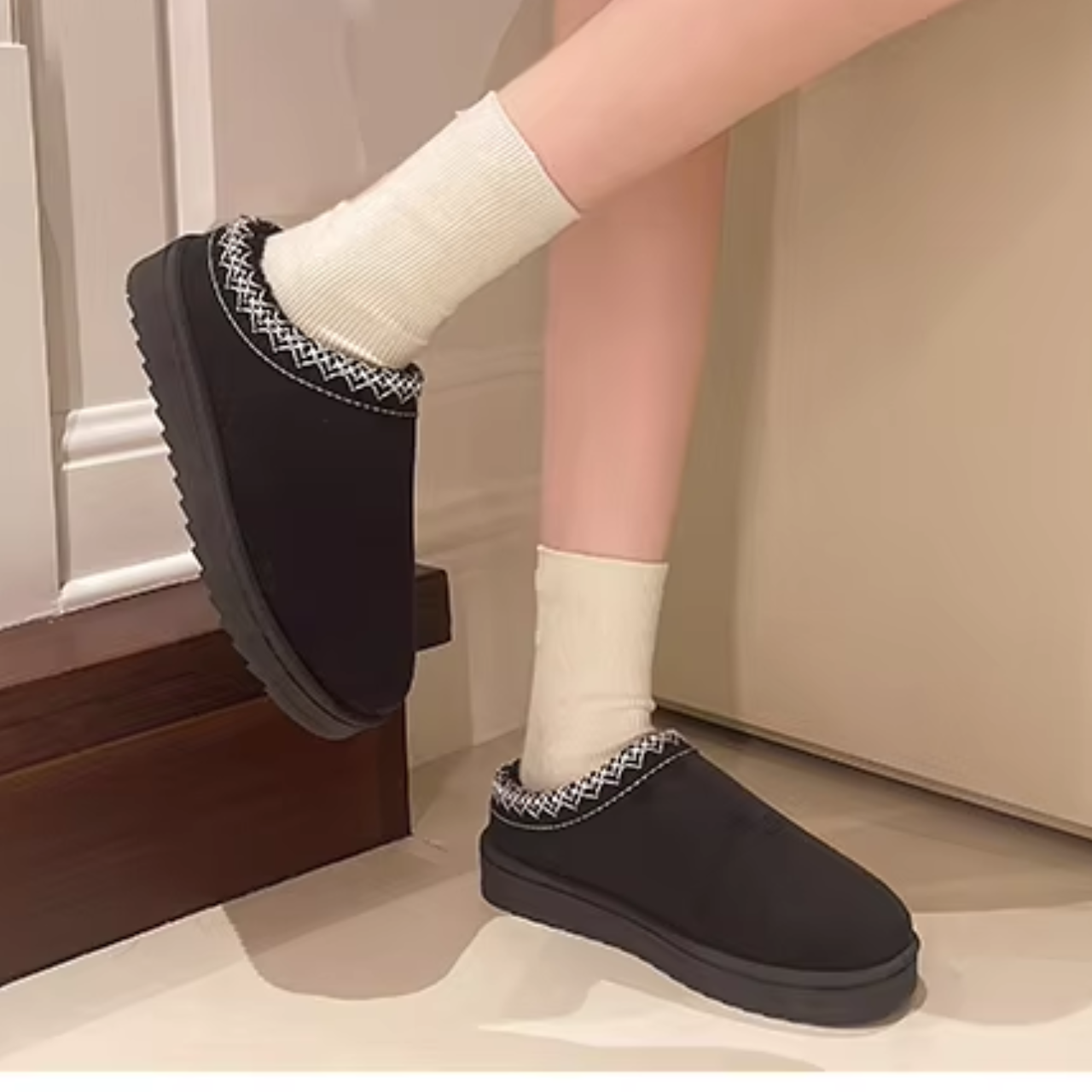 Élisa - MonAmi velours fourrure bottes plates doublées doux