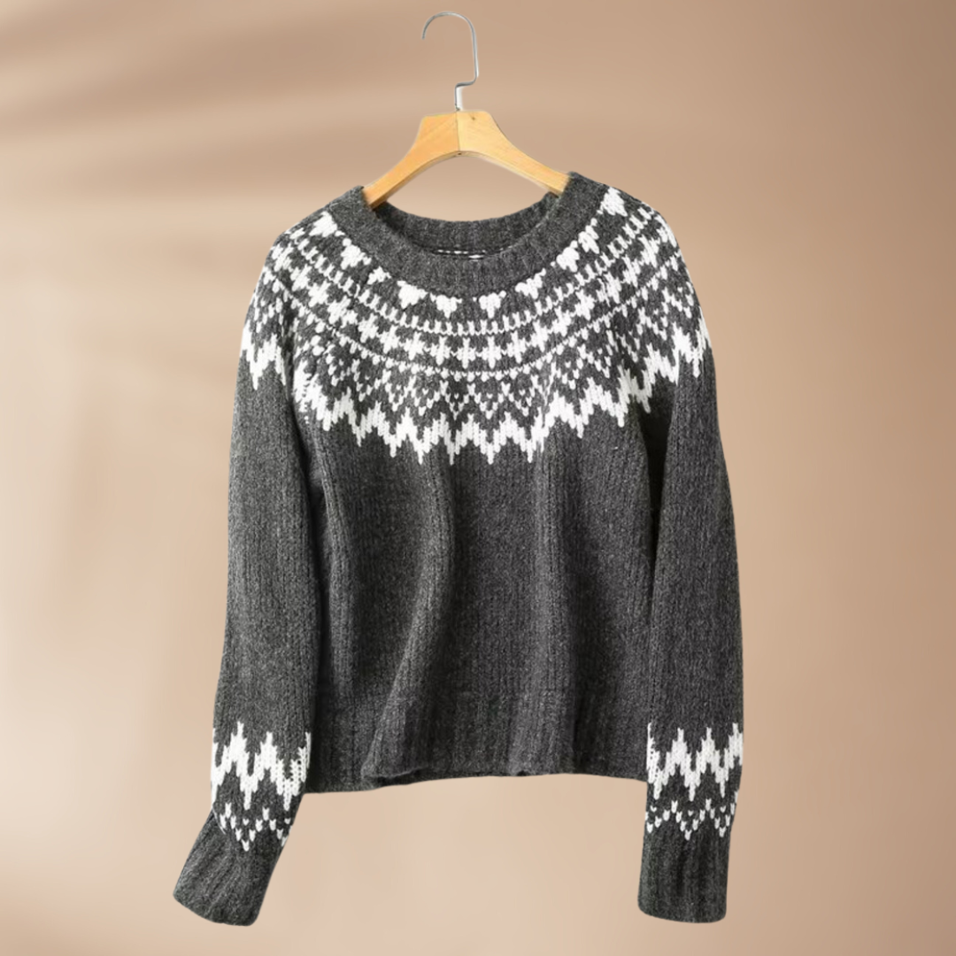 Mira - Pull en Laine Chaud pour Femme en Gris