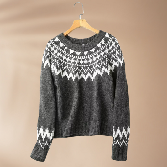 Mira - Pull en Laine Chaud pour Femme en Gris