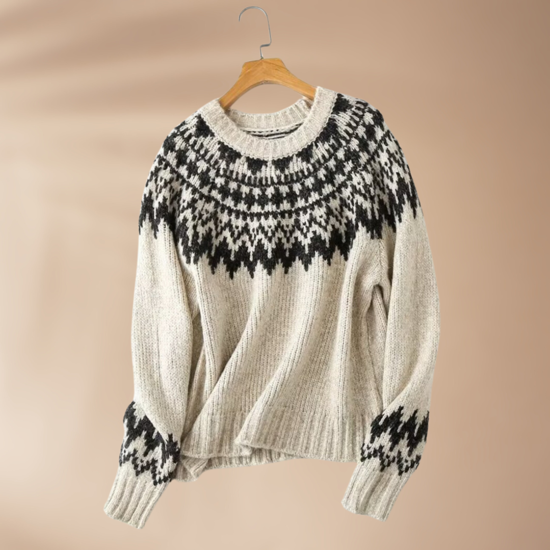 Mira - Pull en Laine Chaud pour Femme en Gris