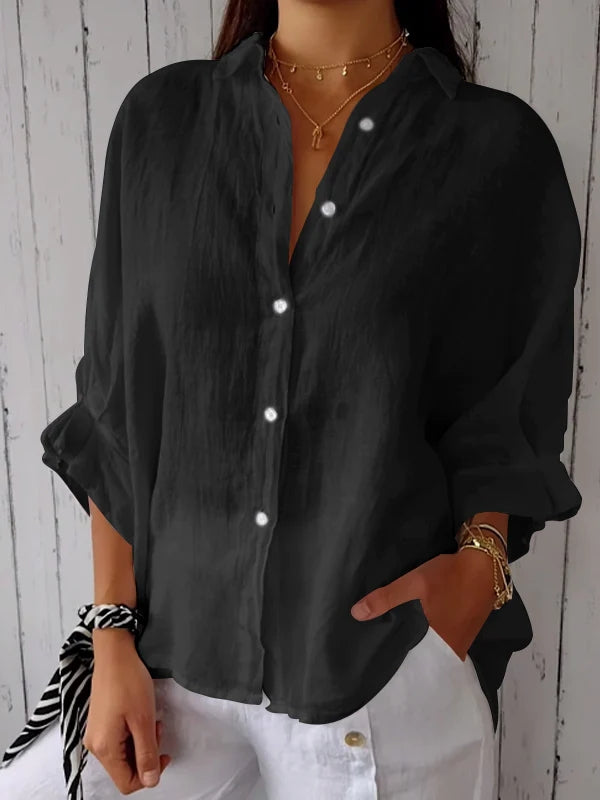 Kelsey - Blouse d'Été en Lin avec Fermeture à Nouer dans le Dos pour Femmes