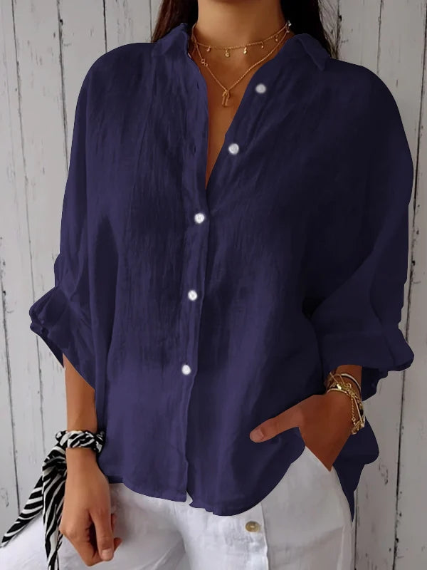 Kelsey - Blouse d'Été en Lin avec Fermeture à Nouer dans le Dos pour Femmes