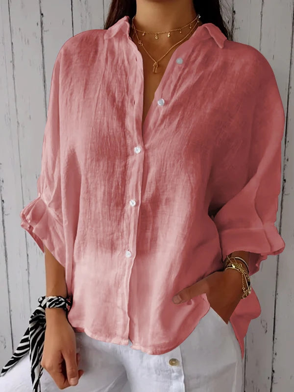 Kelsey - Blouse d'Été en Lin avec Fermeture à Nouer dans le Dos pour Femmes