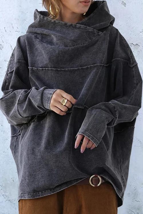 Sweat femme stylé à manches longues et col rétro