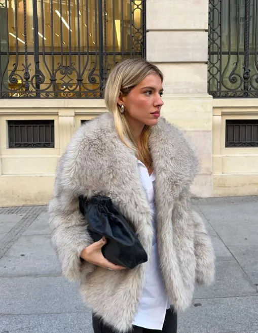 SofiaScintilla - Manteau d'hiver tendance en fausse fourrure pour femme