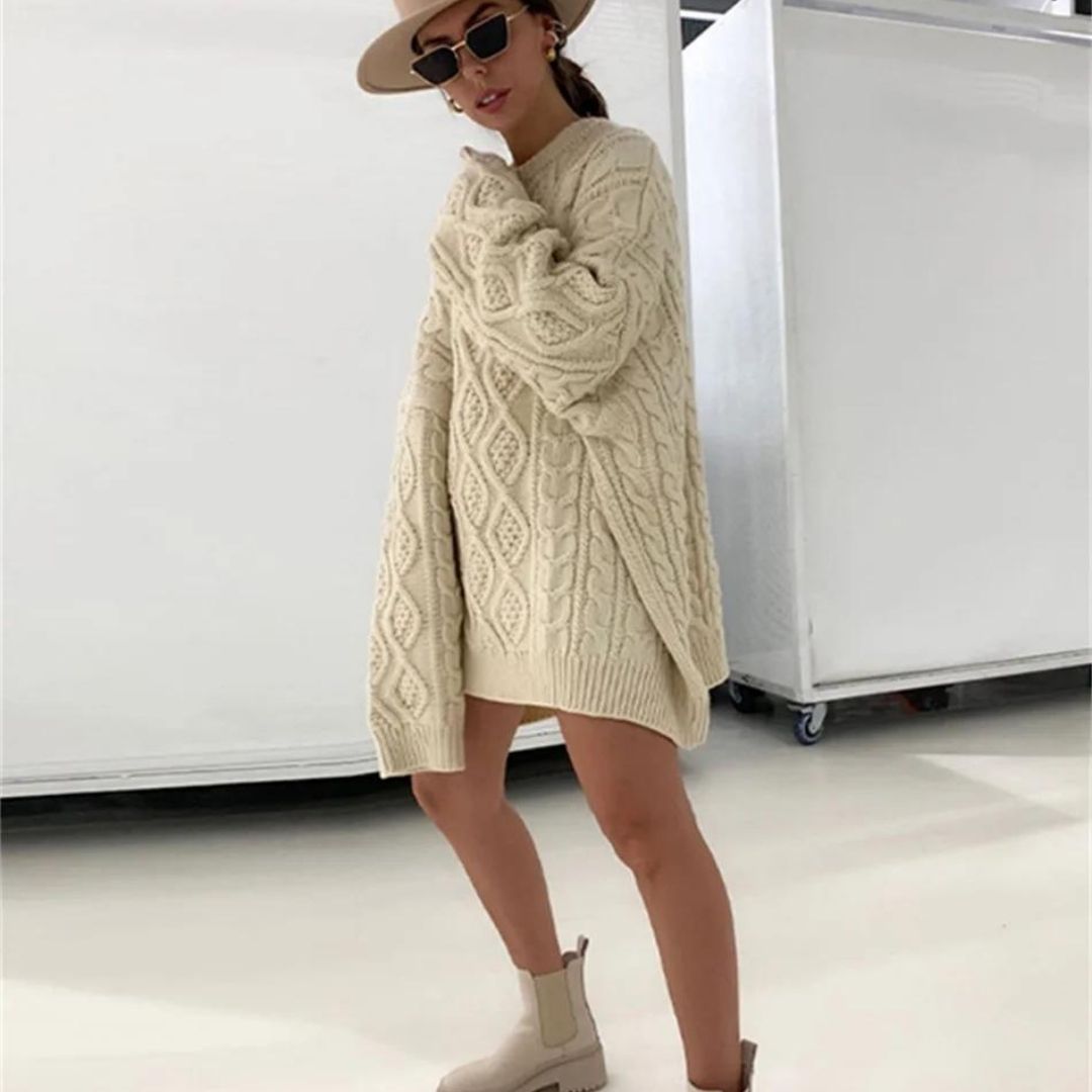 Enna - Robe en maille texturée avec torsades et coupe ample