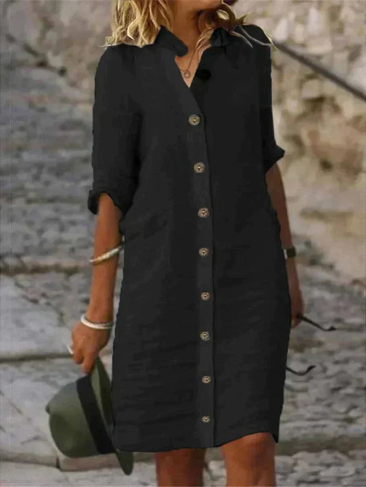 Robe polo d'été boutonnée en lin - Bette