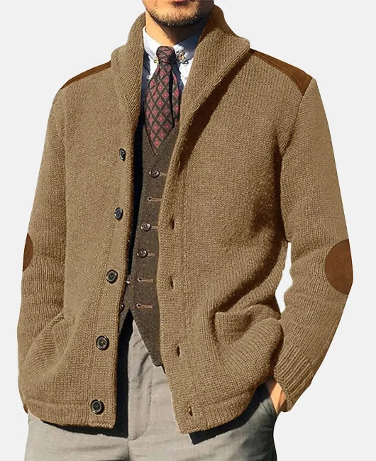 Veste homme unique avec poches : patchwork et tricot en un seul modèle