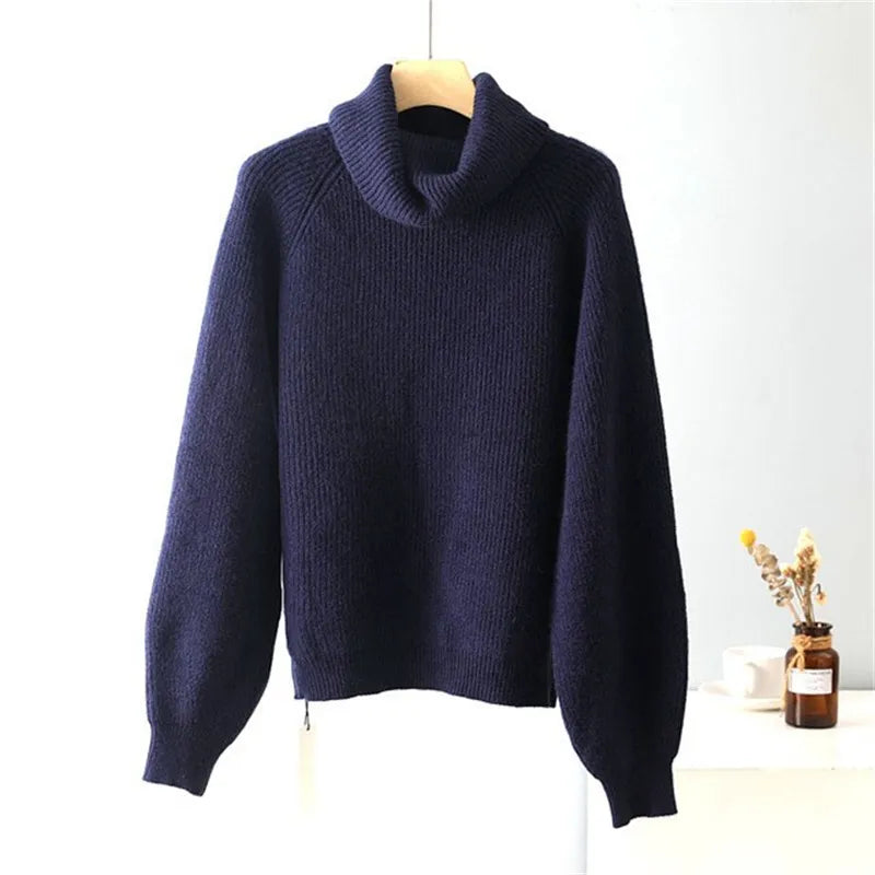 Aubrey - Pull-over à col roulé de couleur unie pour femmes