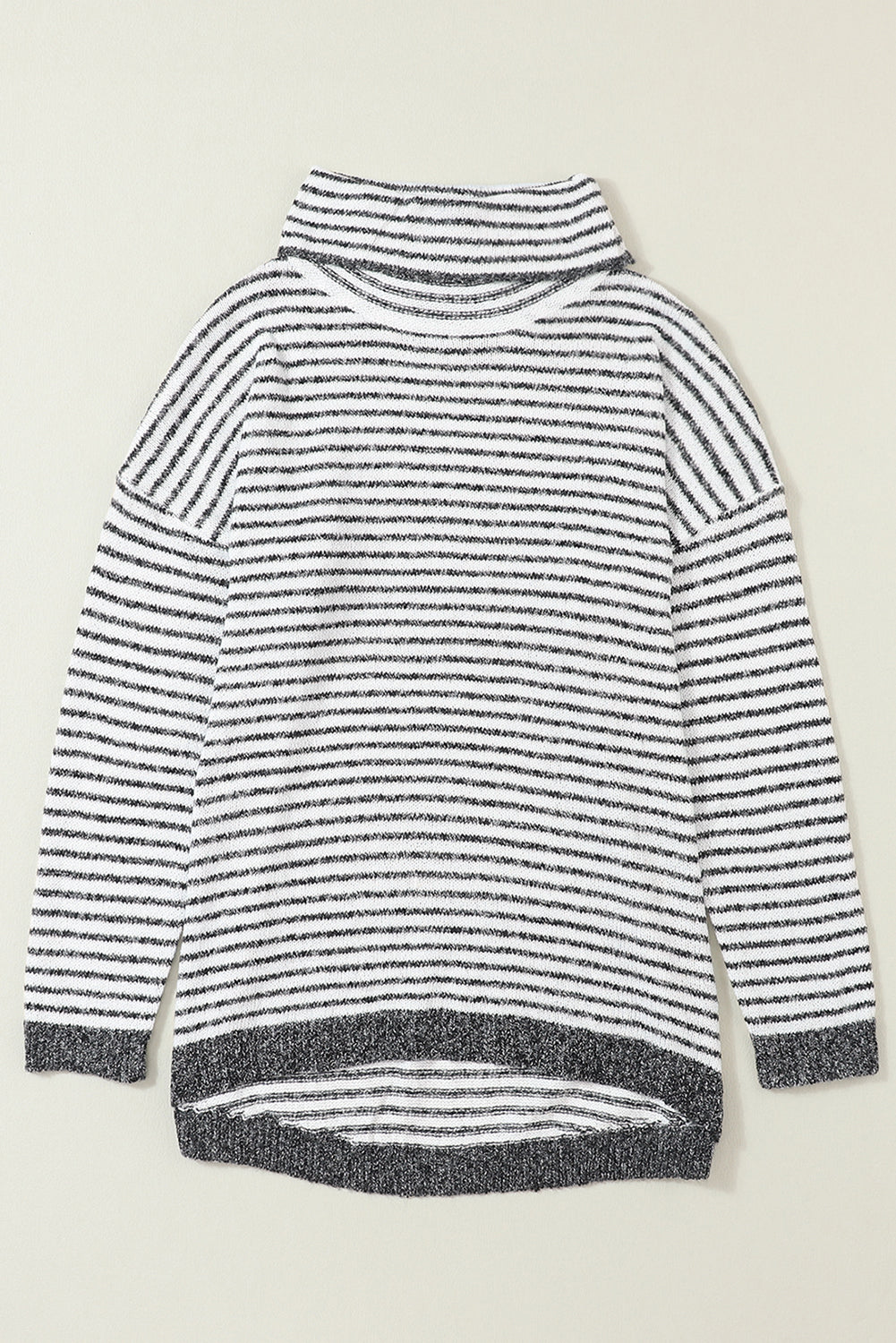 Isla - Pull col roulé rayé gris pour femme