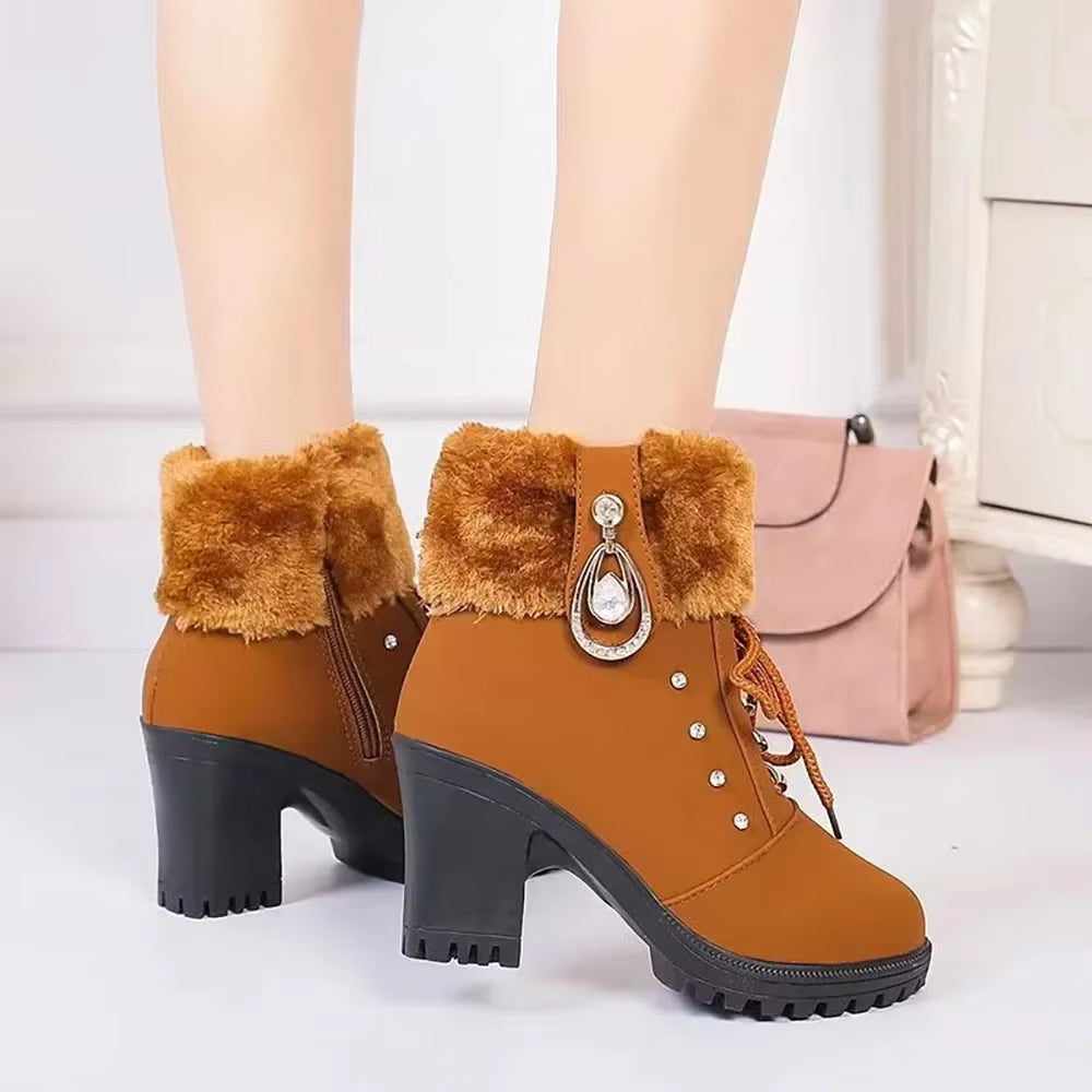 Bottes d'hiver élégantes pour femme avec talon