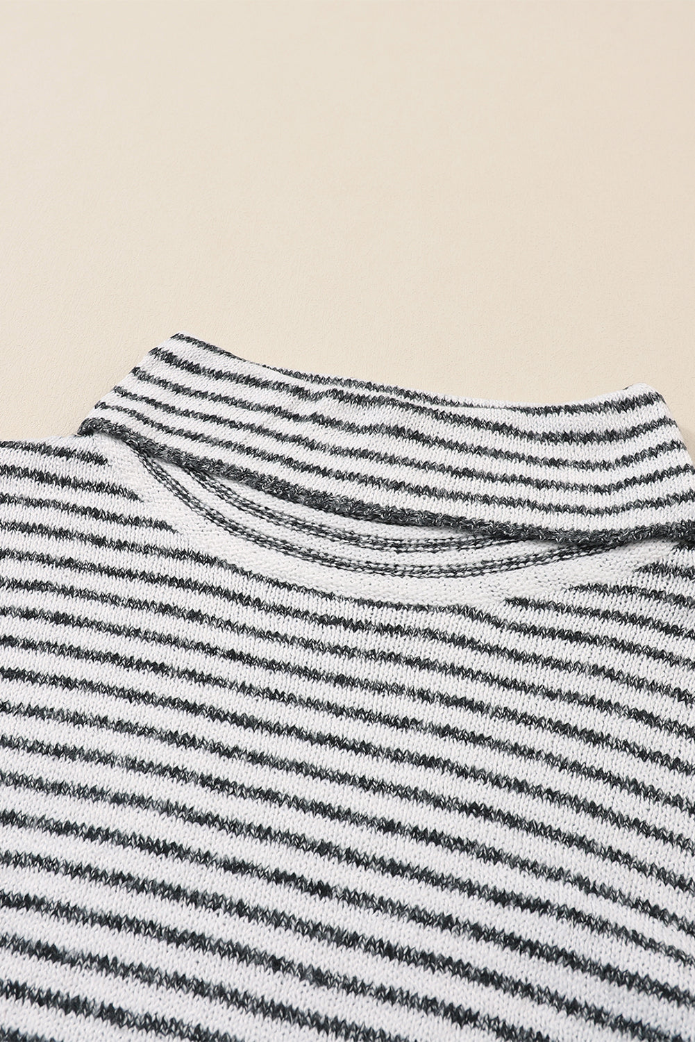 Isla - Pull col roulé rayé gris pour femme