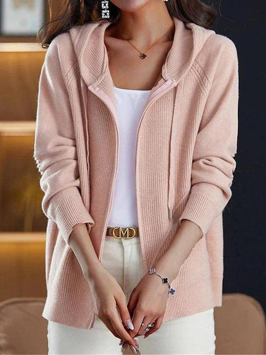 Maria - Pull à Capuche Uni Rose