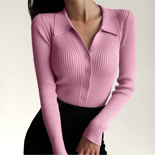 Paola - Polo Slim Fit Côtelé Stylé pour l'Automne pour Femmes