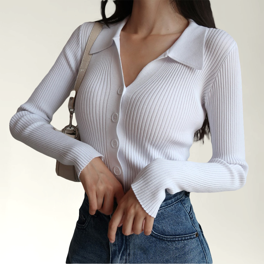 Paola - Polo Slim Fit Côtelé Stylé pour l'Automne pour Femmes