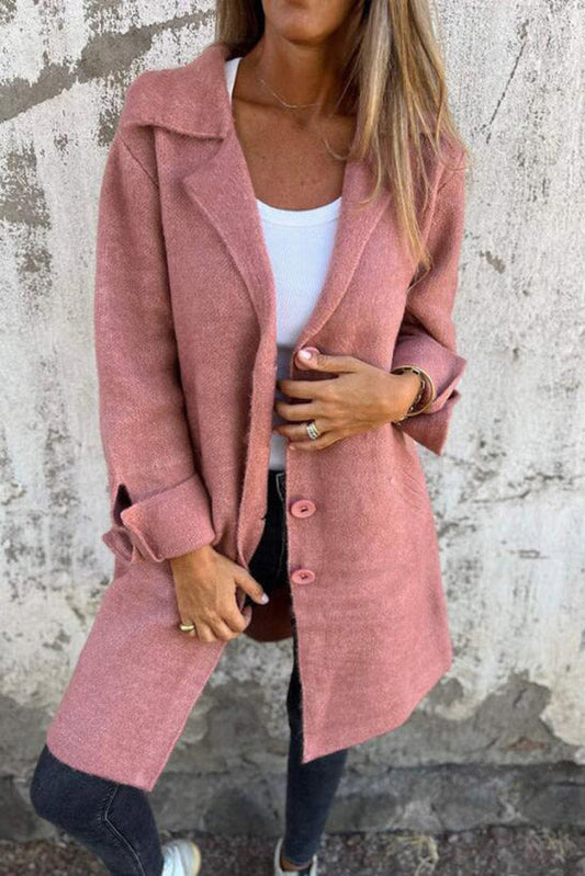 Amara - Manteau mi-long boutonné avec poches et col à revers pour femme