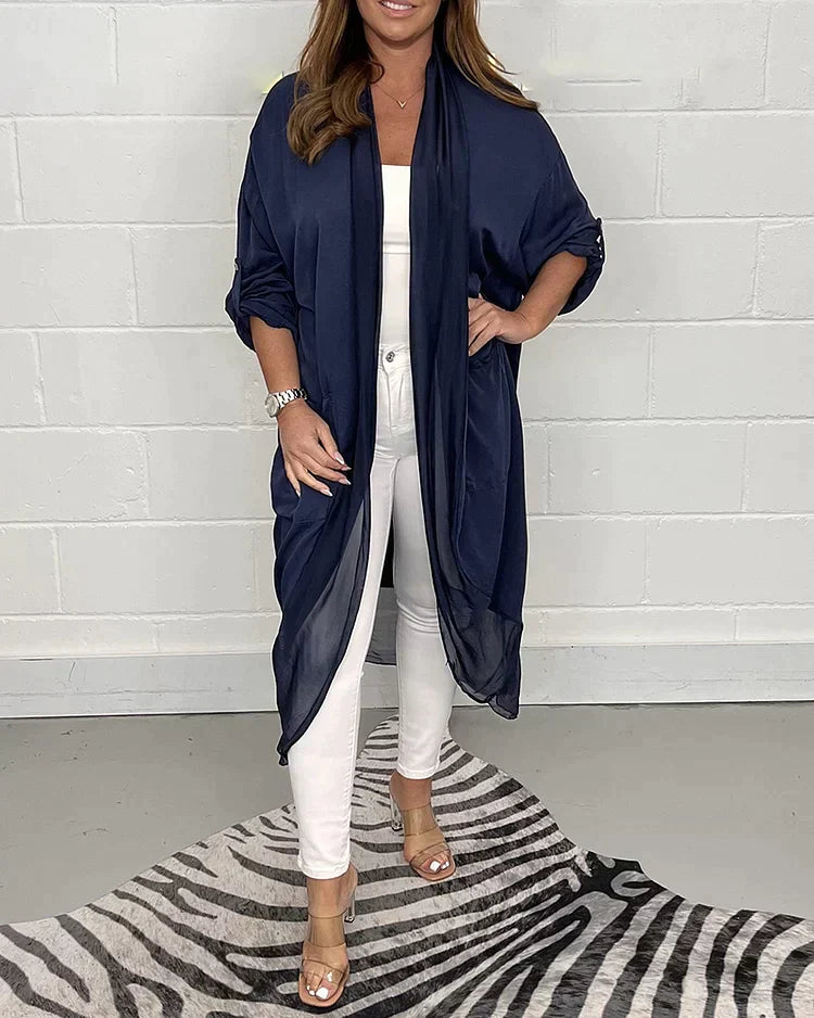 Emma - Haut Ample en Soie Stylé et Confortable avec Col en V pour Femmes