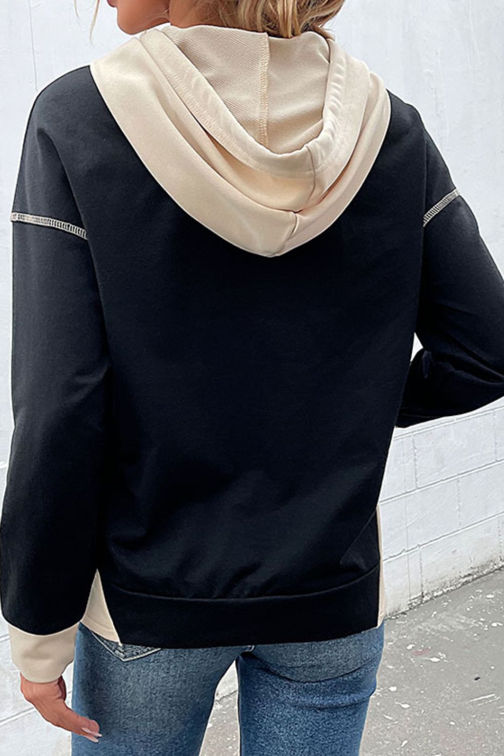 Bella - Hoodie à épaules tombantes avec cordon de serrage contrasté pour femme