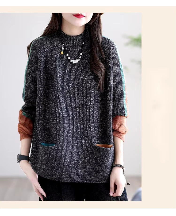 Pull tricoté élégant avec poches pour un usage quotidien