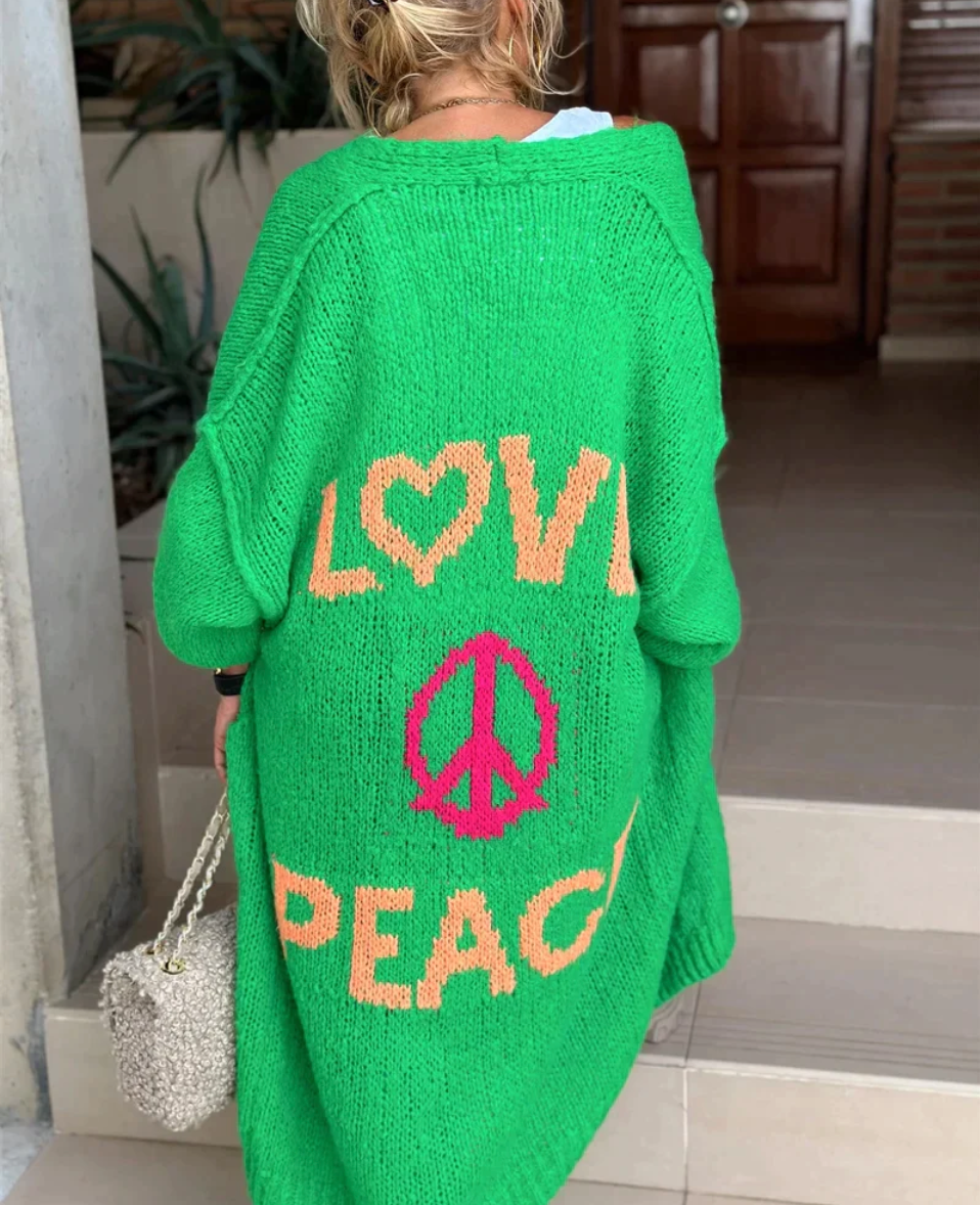 Ariana - Cardigan cosy paix et amour pour femme