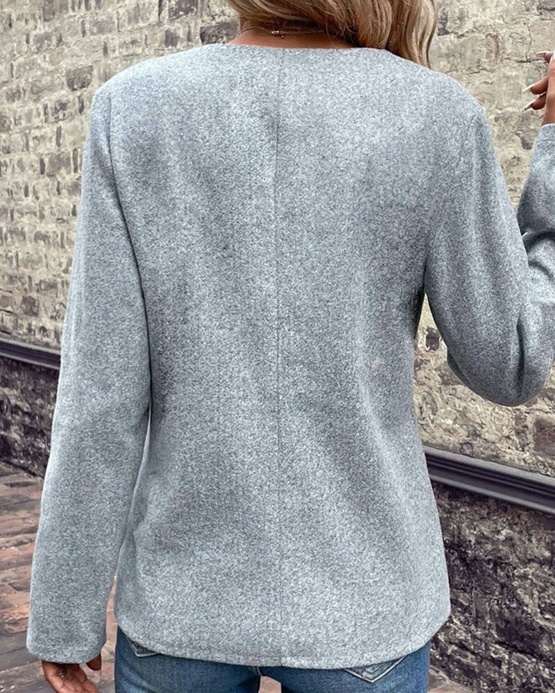 Celeste - Gris Manteau d'hiver en maille cosy et élégant pour femme
