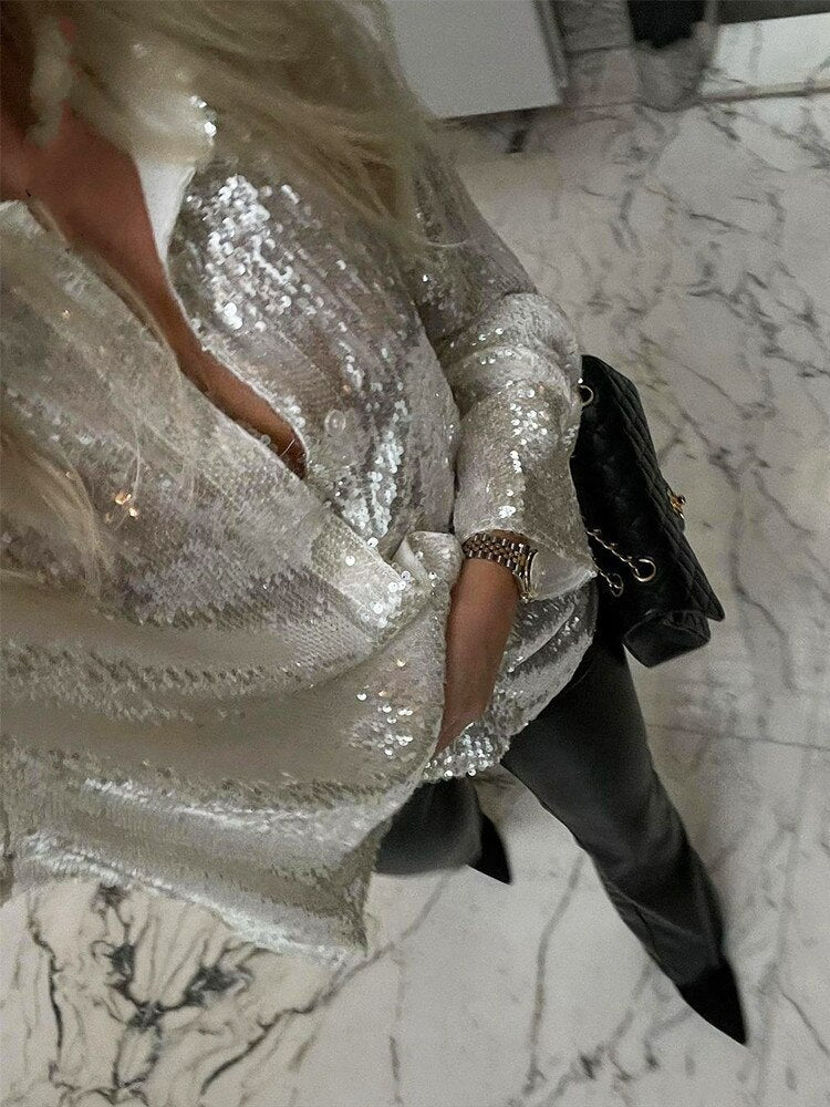 Julie - Blouse Oversize à Paillettes Stylée et Confortable pour l'Automne pour Femmes