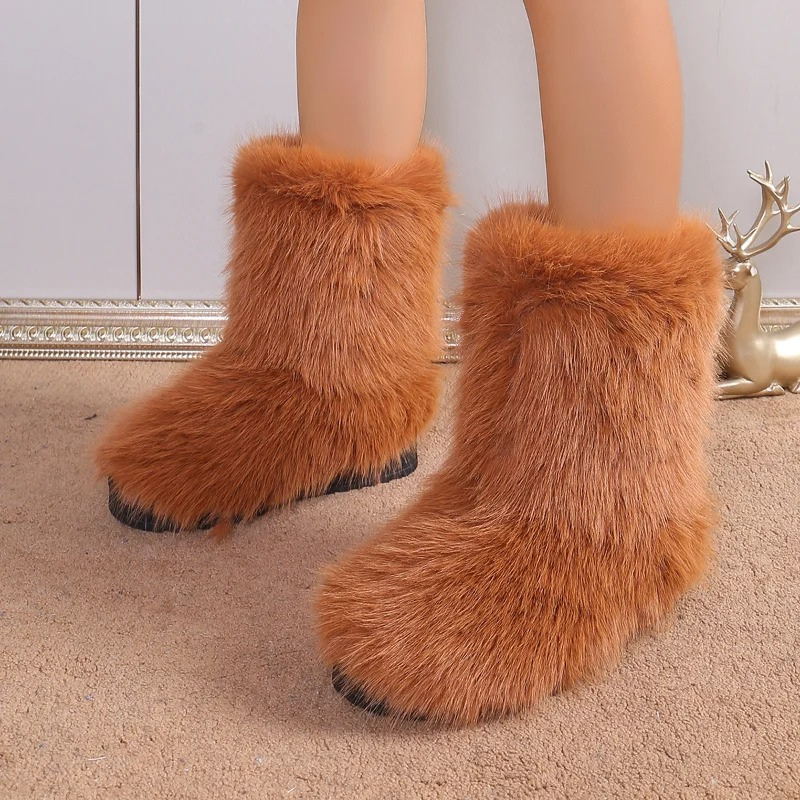 Clémentine - Bottes d'hiver en fausse fourrure antidérapantes et doublées respirantes