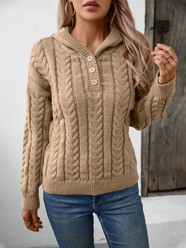 Cardigan élégant avec boutons et capuche surdimensionnée pour un apparence élégant et confortable par temps froid