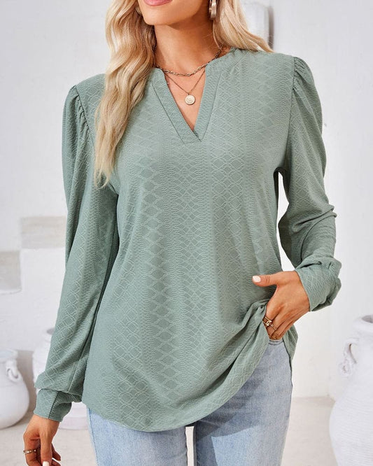 Lea - Haut en jacquard avec col en V pour femme